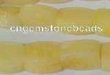 CFG547 15.5 inches 15*20mm carved brick yellow jade beads