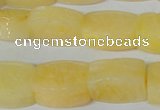 CFG547 15.5 inches 15*20mm carved brick yellow jade beads