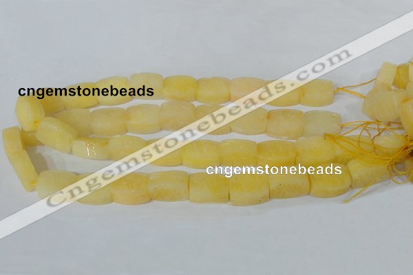 CFG547 15.5 inches 15*20mm carved brick yellow jade beads