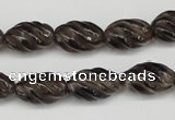 CFG55 15.5 inches 10*16mm carved rice smoky quartz beads