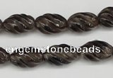 CFG55 15.5 inches 10*16mm carved rice smoky quartz beads