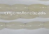 CFG551 15.5 inches 8*20mm carved rice white jade beads