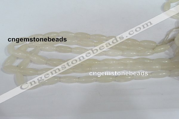 CFG551 15.5 inches 8*20mm carved rice white jade beads