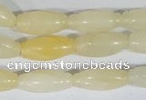 CFG552 15.5 inches 8*20mm carved rice yellow aventurine beads