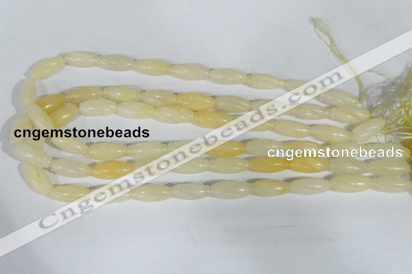 CFG552 15.5 inches 8*20mm carved rice yellow aventurine beads