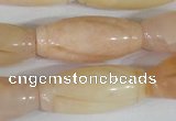 CFG555 15.5 inches 15*35mm carved rice pink aventurine beads