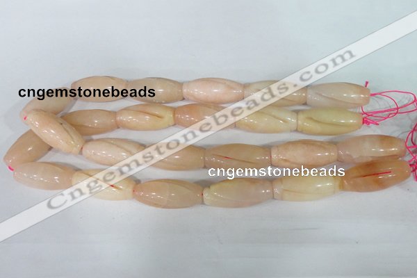 CFG555 15.5 inches 15*35mm carved rice pink aventurine beads