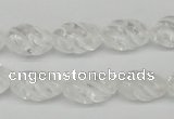 CFG56 15.5 inches 10*16mm carved rice white crystal gemstone beads