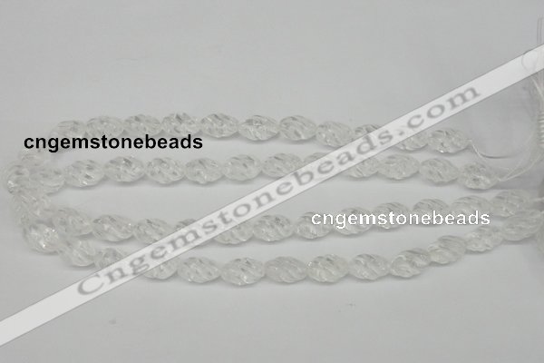 CFG56 15.5 inches 10*16mm carved rice white crystal gemstone beads