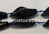 CFG569 15.5 inches 14*28mm carved trumpet flower blue goldstone beads