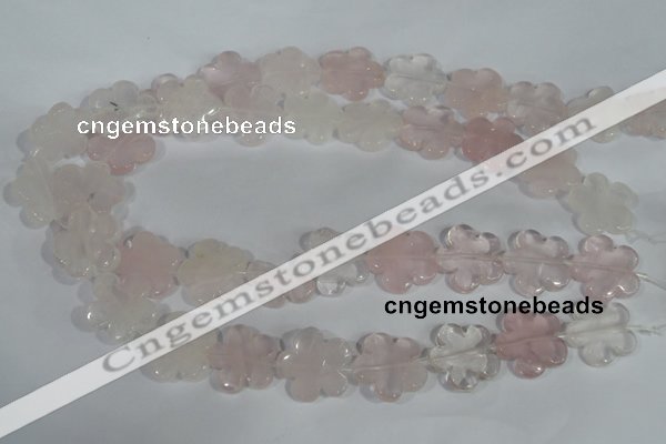 CFG652 15.5 inches 20mm carved flower rose quartz beads