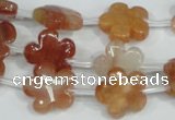 CFG654 15.5 inches 15mm carved flower red quartz beads