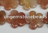 CFG655 15.5 inches 20mm carved flower red quartz beads