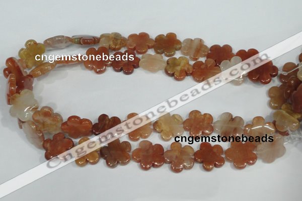 CFG655 15.5 inches 20mm carved flower red quartz beads