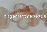 CFG659 15.5 inches 30mm carved flower pink quartz beads