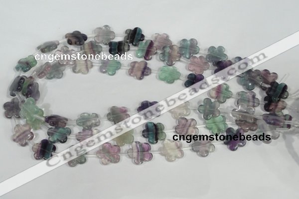 CFG660 15.5 inches 15mm carved flower fluorite gemstone beads