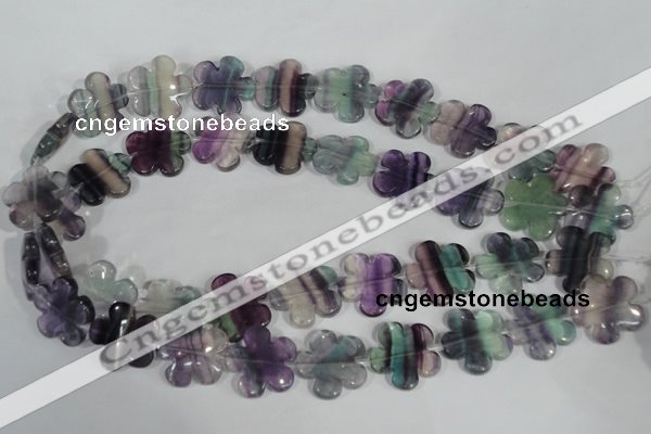 CFG661 15.5 inches 20mm carved flower fluorite gemstone beads