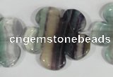 CFG662 15.5 inches 30mm carved flower fluorite gemstone beads