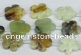 CFG663 15.5 inches 15mm carved flower flower jade beads