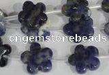 CFG669 15.5 inches 15mm carved flower sodalite gemstone beads