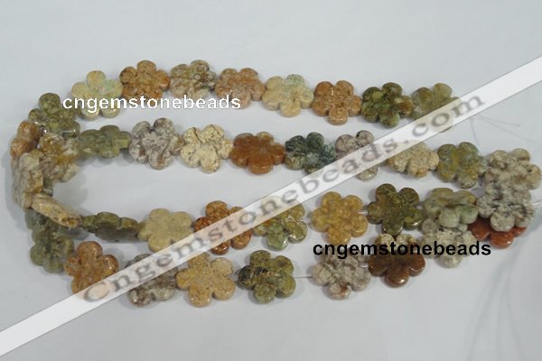 CFG673 15.5 inches 20mm carved flower agate gemstone beads