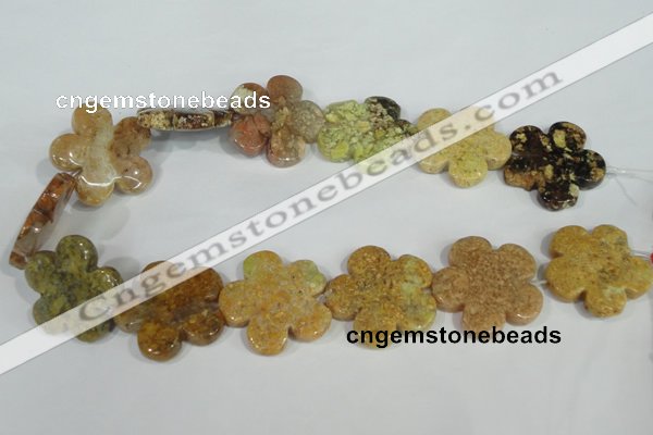 CFG674 15.5 inches 30mm carved flower agate gemstone beads