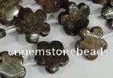 CFG678 15.5 inches 15mm carved flower bronzite gemstone beads