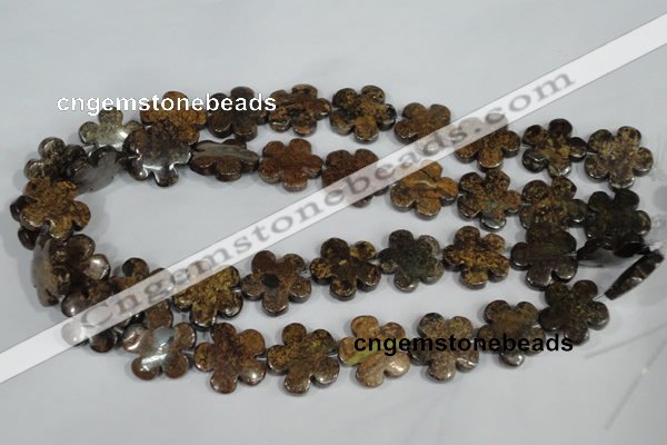 CFG679 15.5 inches 20mm carved flower bronzite gemstone beads