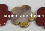 CFG686 15.5 inches 30mm carved flower mookaite gemstone beads