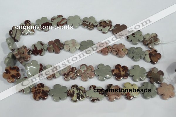 CFG688 15.5 inches 20mm carved flower artistic jasper beads