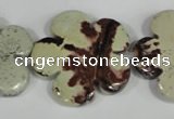 CFG689 15.5 inches 30mm carved flower artistic jasper beads