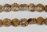 CFG69 15.5 inches 10mm carved flower yellow tiger eye gemstone beads