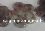 CFG692 15.5 inches 30mm carved flower lilac jasper beads