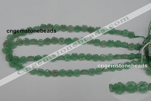 CFG70 15.5 inches 10mm carved flower green aventurine beads