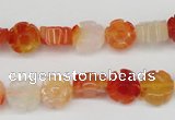 CFG71 15.5 inches 10mm carved flower agate gemstone beads