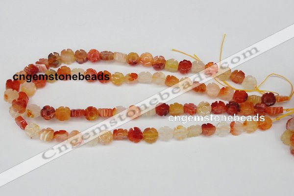 CFG71 15.5 inches 10mm carved flower agate gemstone beads