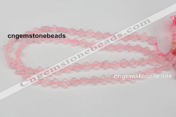 CFG72 15.5 inches 11*11mm carved flower rose quartz gemstone beads