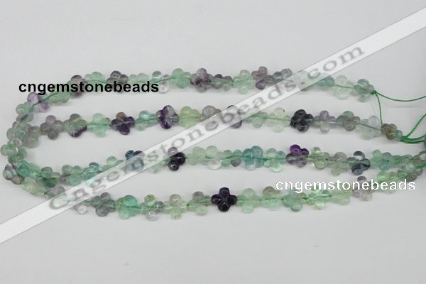 CFG73 15.5 inches 11*11mm carved flower fluorite gemstone beads