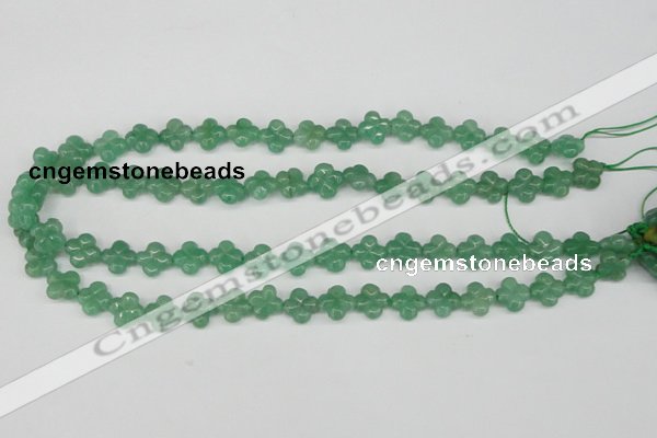 CFG74 15.5 inches 11*11mm carved flower green aventurine beads