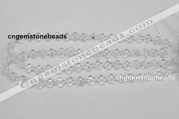 CFG75 15.5 inches 11*11mm carved flower white crystal beads