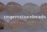 CFG750 15.5 inches 15*20mm carved teardrop natural pink quartz beads