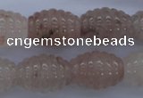 CFG751 15.5 inches 15*20mm carved rice natural pink quartz beads