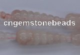 CFG753 15.5 inches 10*35mm carved teardrop natural pink quartz beads
