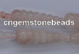 CFG753 15.5 inches 10*35mm carved teardrop natural pink quartz beads