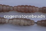 CFG755 15.5 inches 10*30mm carved rice natural moonstone beads