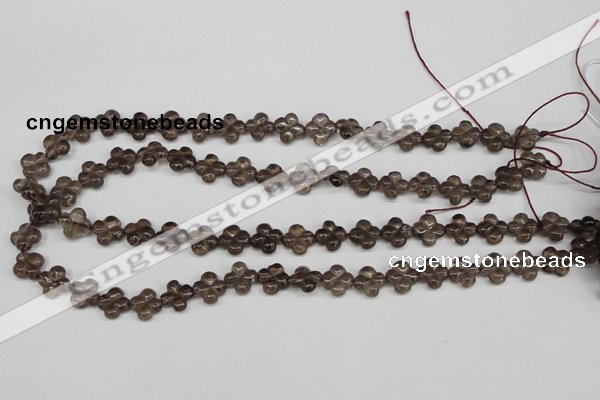 CFG76 15.5 inches 11*11mm carved flower smoky quartz beads