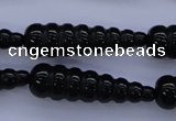 CFG761 15.5 inches 10*35mm carved teardrop black agate beads