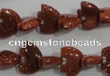 CFG768 15.5 inches 10*15mm carved animal goldstone gemstone beads