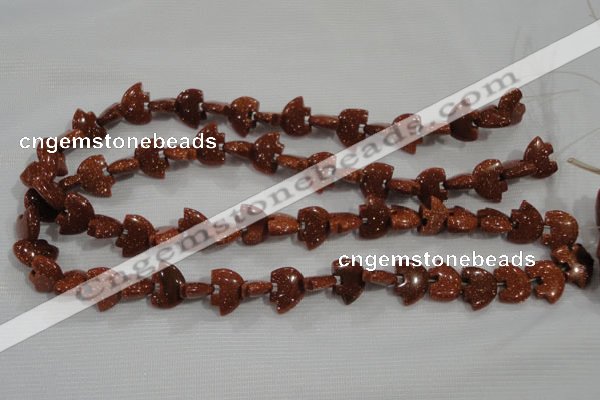 CFG768 15.5 inches 10*15mm carved animal goldstone gemstone beads