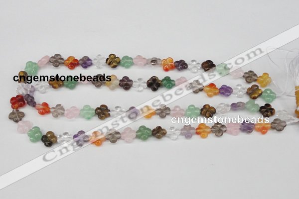 CFG77 15.5 inches 11*11mm carved flower mixed gemstone beads